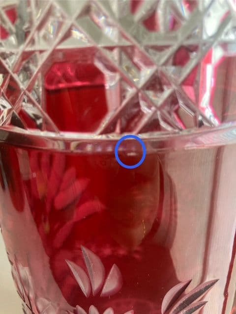 Meissen マイセンクリスタル 赤被せ　フラワー レッド 花瓶　30cm