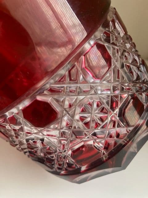 Meissen マイセンクリスタル 赤被せ　フラワー レッド 花瓶　30cm