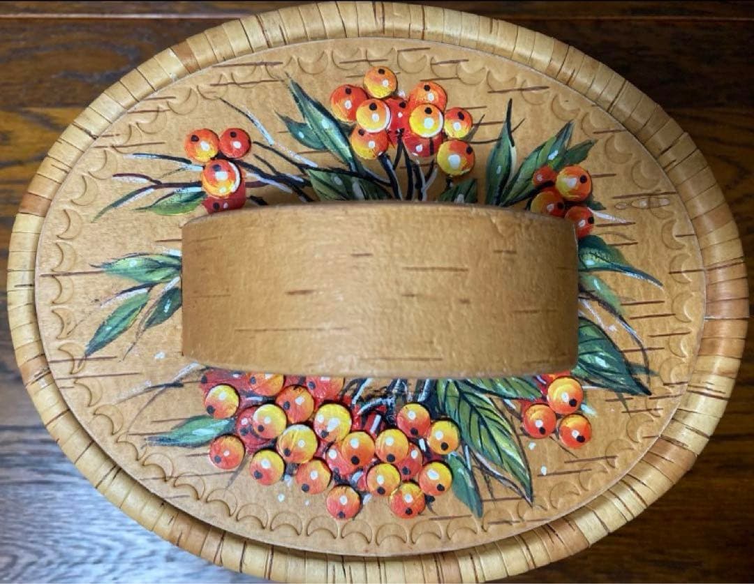 ロシア雑貨☆白樺工芸ベレスタ収納box ナナカマド リャビーナ マトリョーシカ