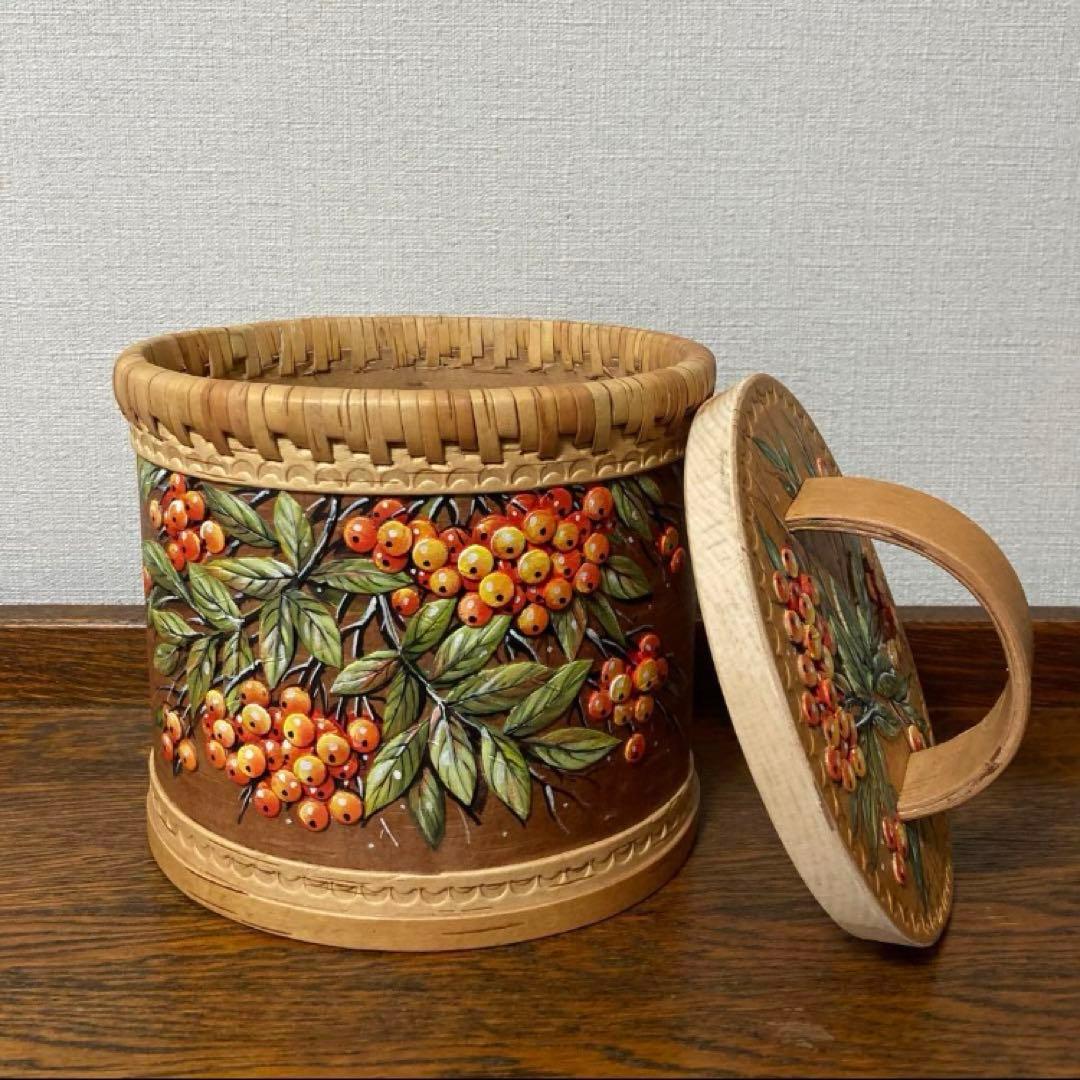 ロシア雑貨☆白樺工芸ベレスタ収納box ナナカマド リャビーナ マトリョーシカ