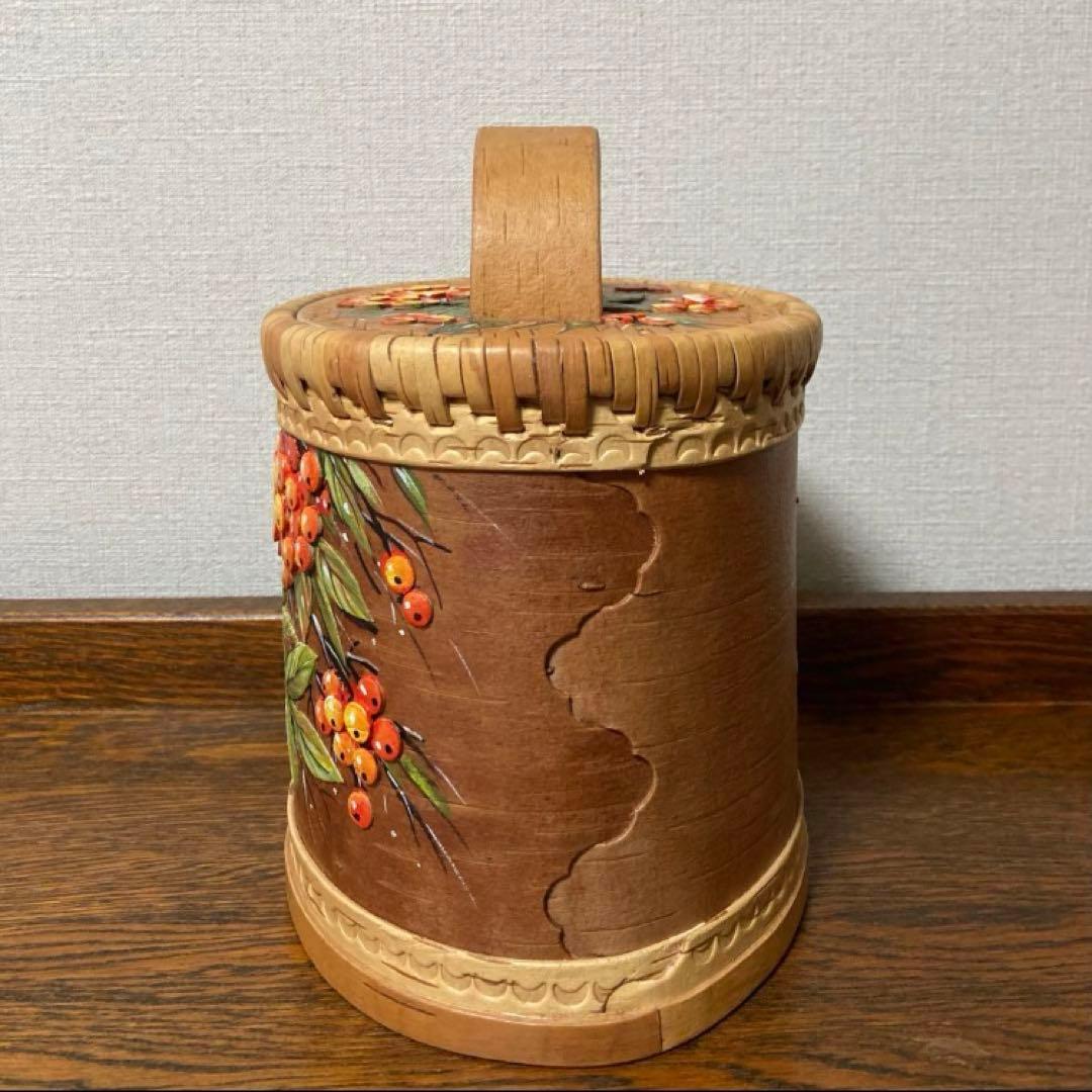 ロシア雑貨☆白樺工芸ベレスタ収納box ナナカマド リャビーナ マトリョーシカ