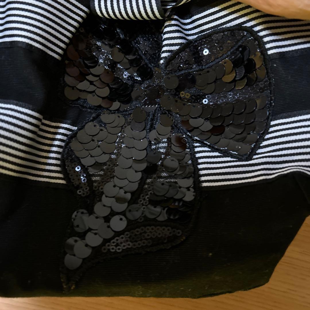 ハンドメイド　れえすの花　リボン付きスパンコール装飾グラニーバッグ