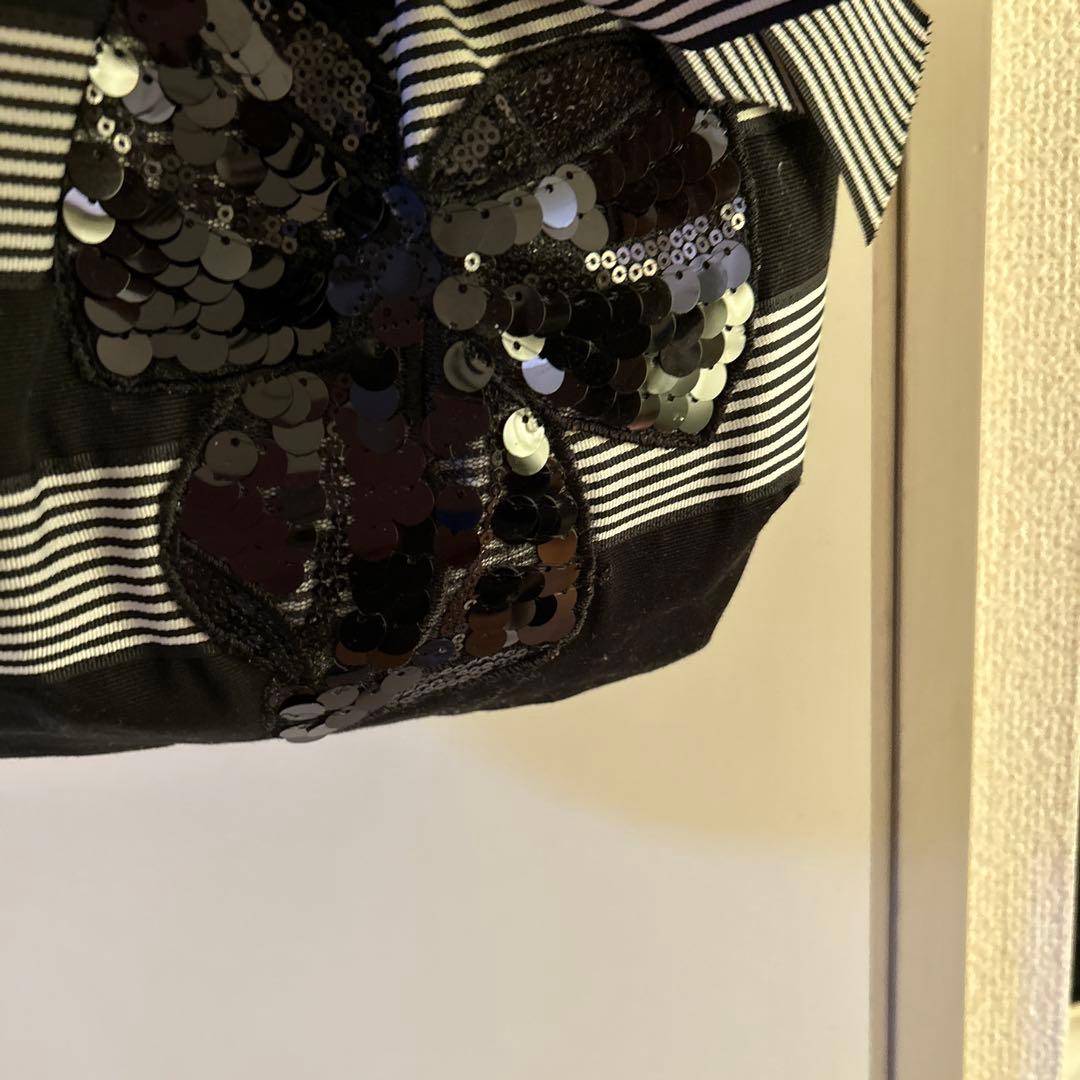 ハンドメイド　れえすの花　リボン付きスパンコール装飾グラニーバッグ