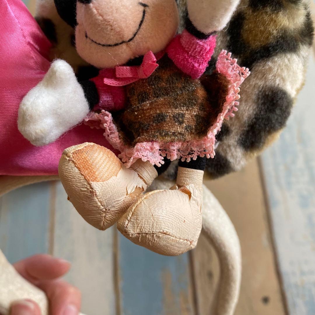 【レア】ディズニー カチューシャ ミニー ヒョウ柄 ピンク ぬいぐるみ付き