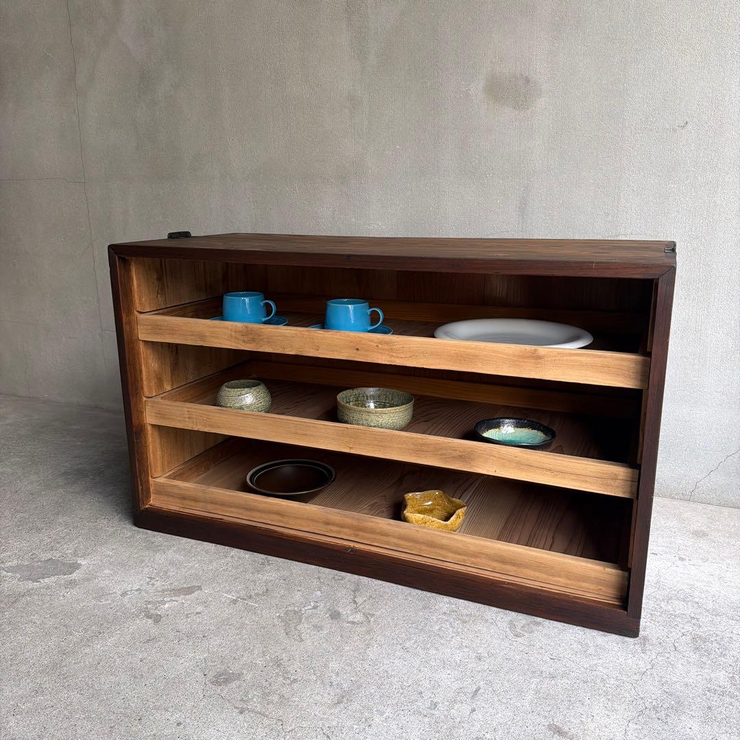 古家具 総桐 桐箪笥 整理箪笥 食器棚 オープンラック 戸棚 抽斗 桐タンス