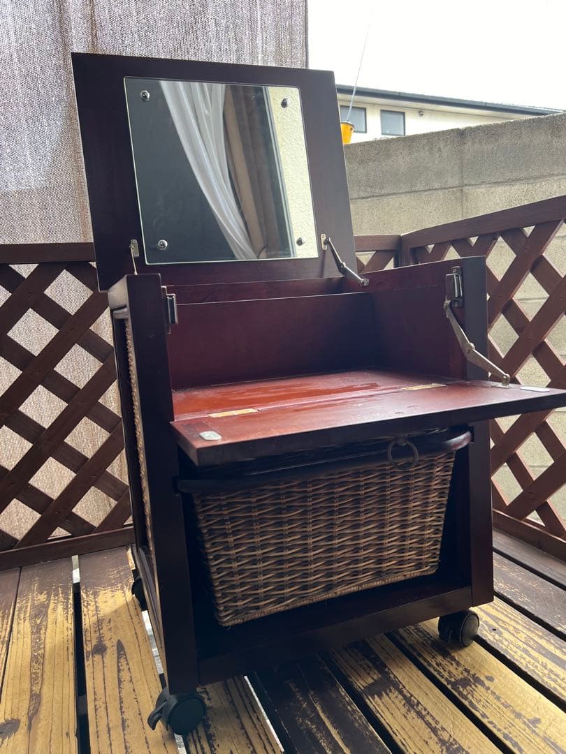 送料込◆アジアンドレッサー ミニキャビネット サイドテーブル 鏡台