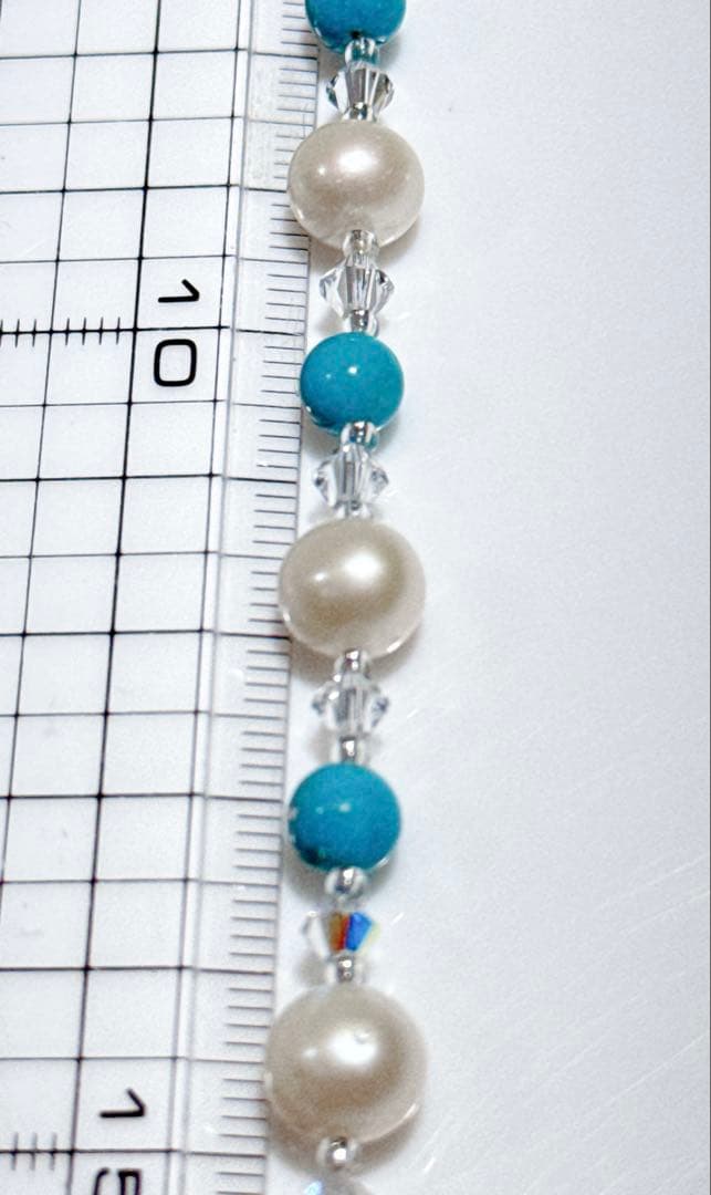 トルコ石淡水パールオイスター淡水パールネックレスNO25-2173