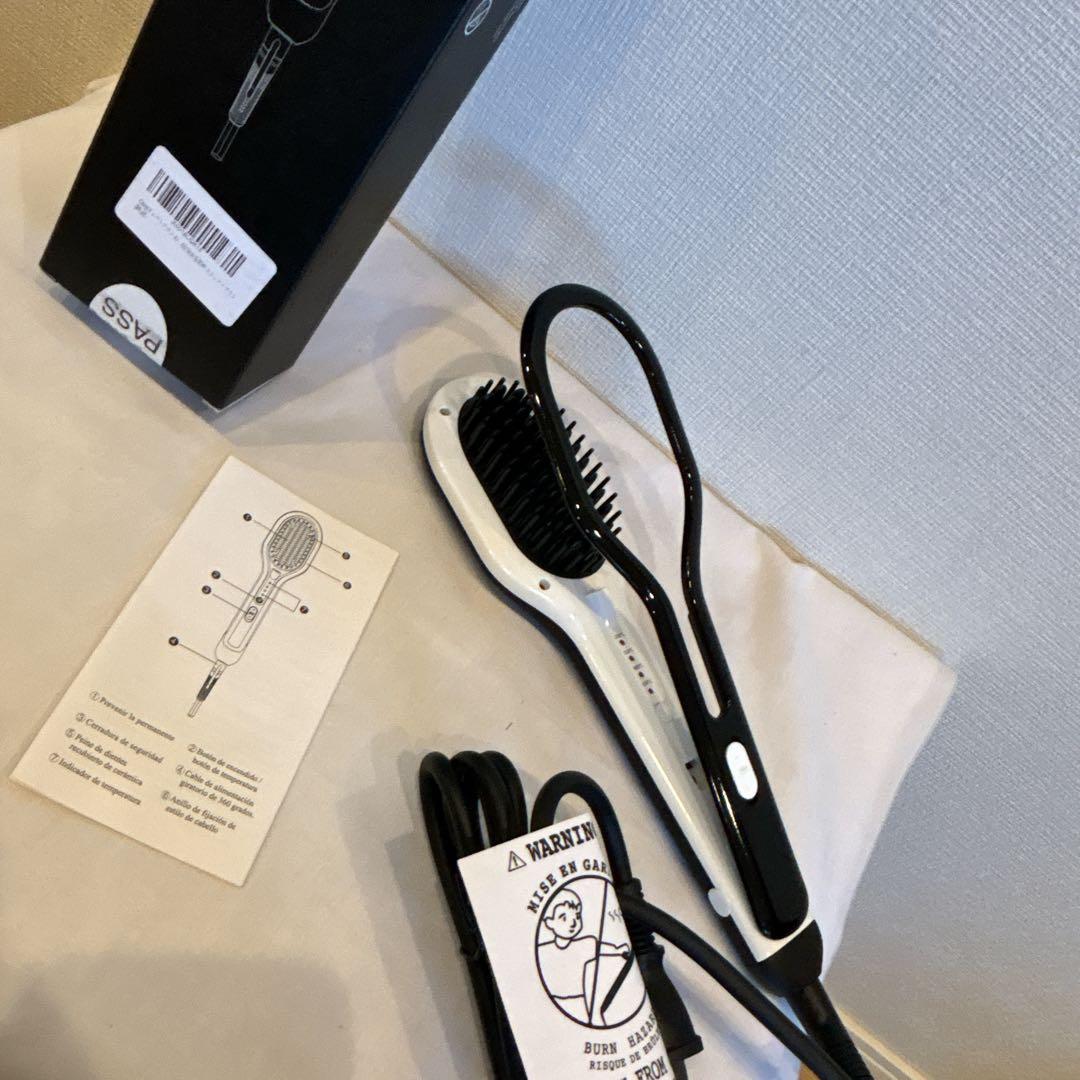 ストレートヘアアイロン ブラシ マイナスイオン ウェット ドライ 二重やけど防止