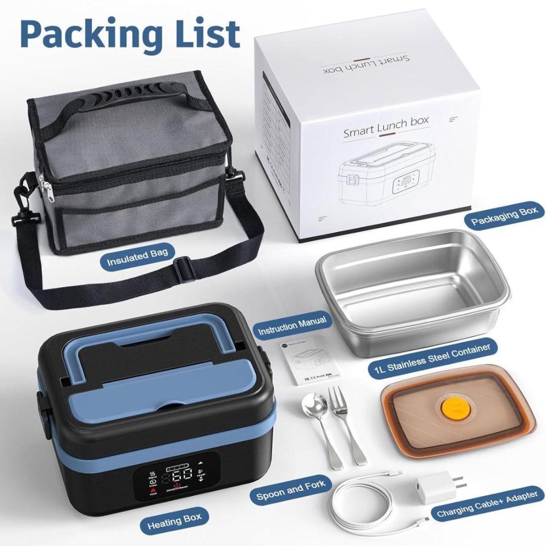 【新品】ポータブル電気加熱ランチボックス（1000ml大容量・充電対応）