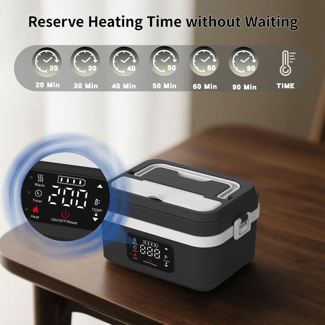 【新品】ポータブル電気加熱ランチボックス（1000ml大容量・充電対応）