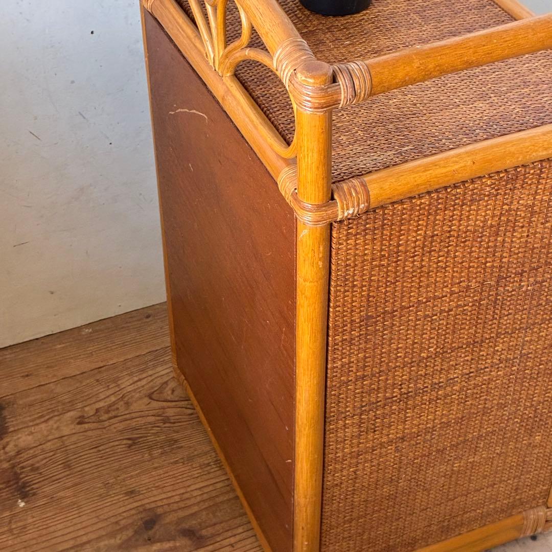 ヴィンテージ ラタン 4段 引き出し ミニチェスト 収納