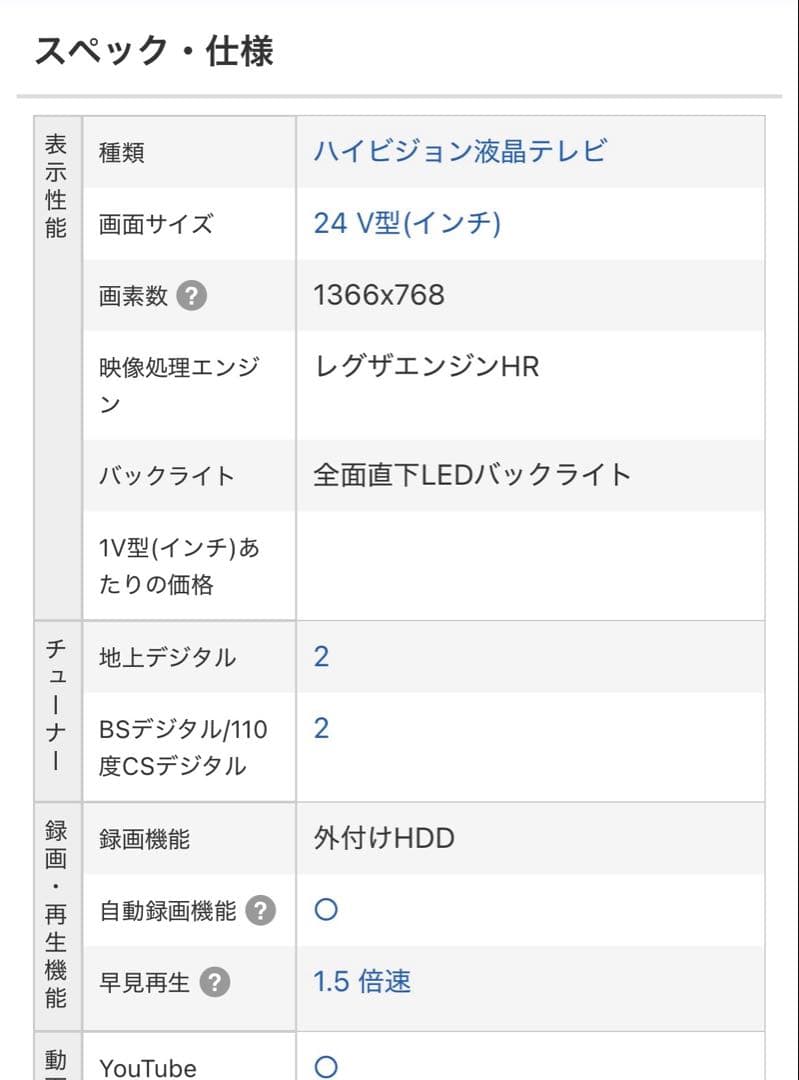 REGZA 液晶テレビ 24V35N 24型 2024年製 東芝 レグザ