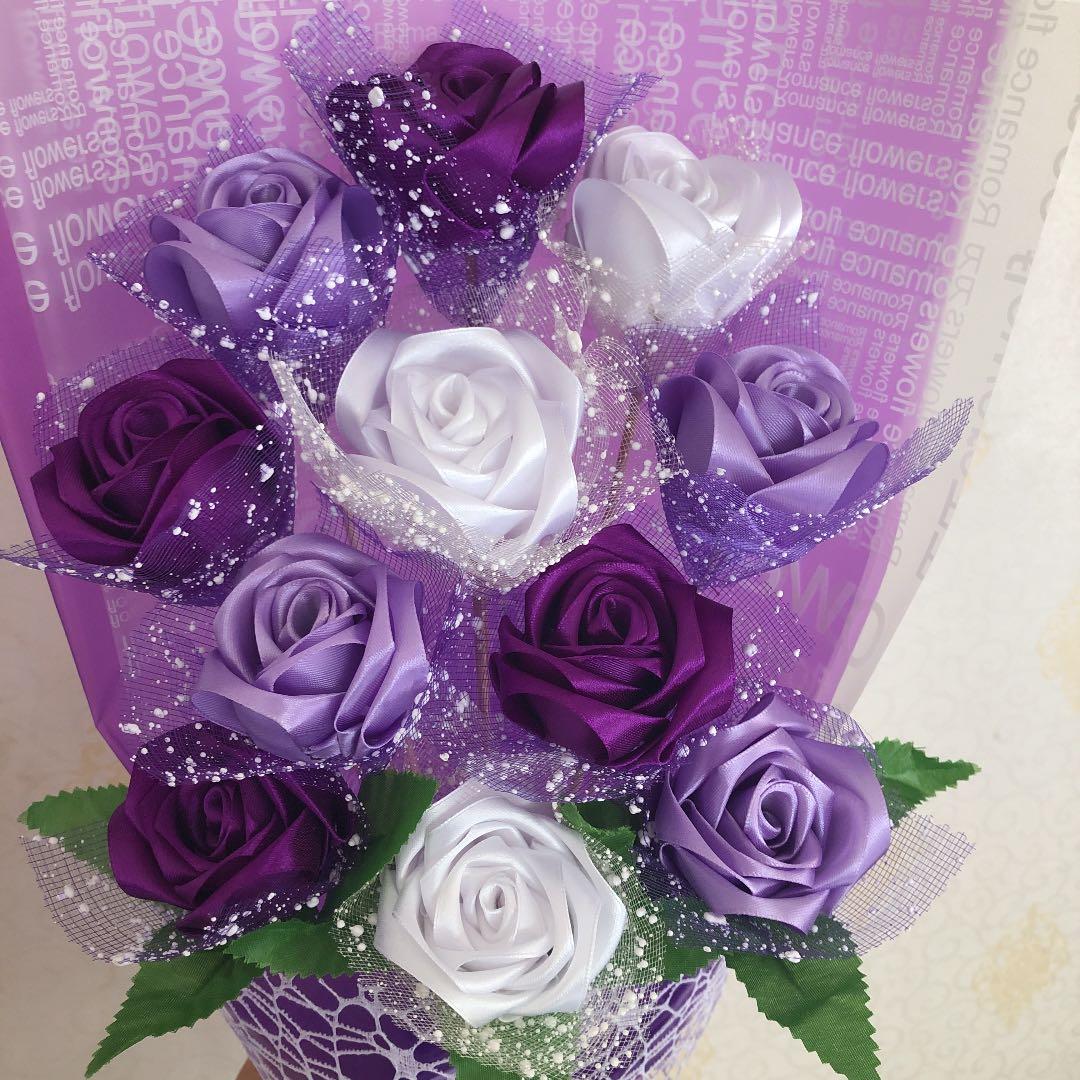 11本紫色混色薔薇 アートフラワー 造花 特別なプレゼント お祝い 好きな人に