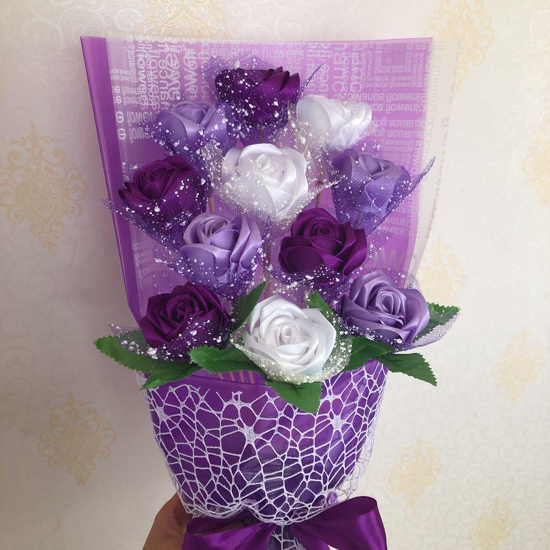 11本紫色混色薔薇 アートフラワー 造花 特別なプレゼント お祝い 好きな人に