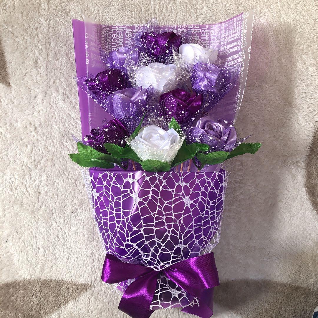 11本紫色混色薔薇 アートフラワー 造花 特別なプレゼント お祝い 好きな人に