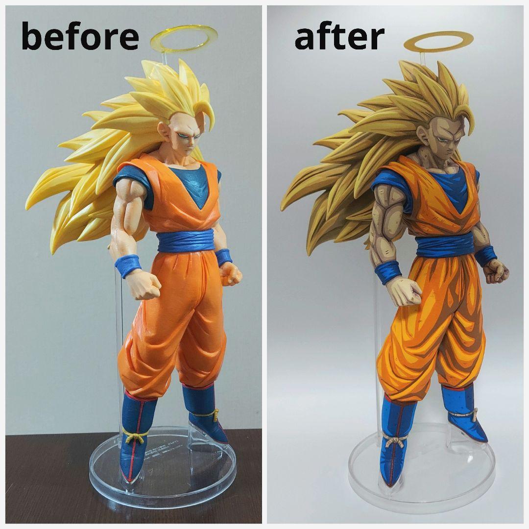 ドラゴンボール　超サイヤ人3 孫悟空　フィギュア　二次元彩色　リペイント　箱付き