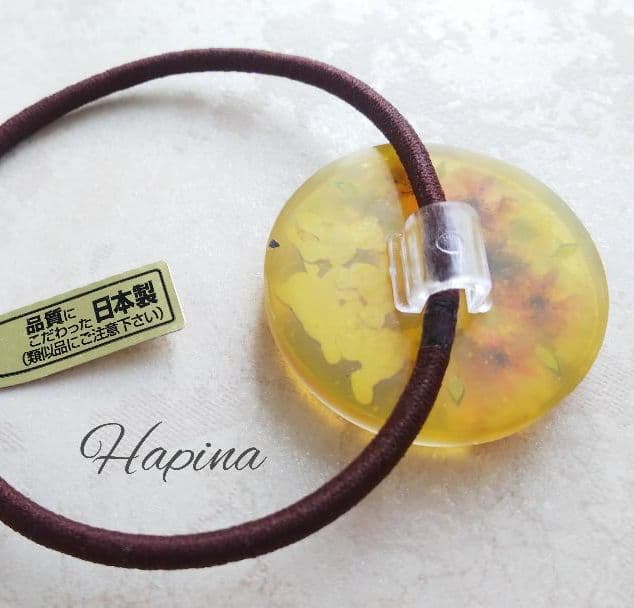 テディベア ひまわりデザインラウンドレジンヘアゴム