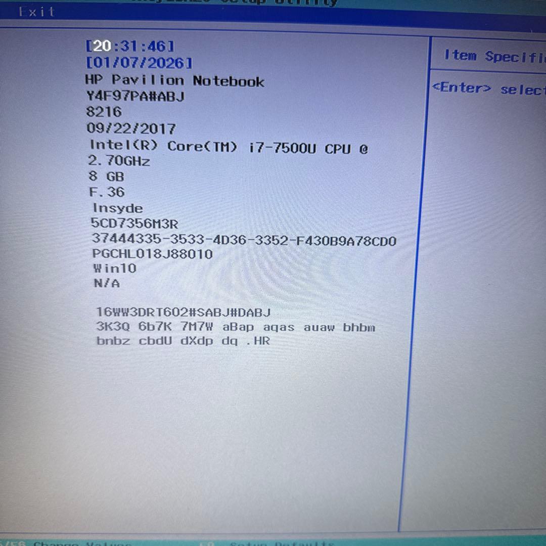 HP Pavilion 15-au129tx　i7 GPU 8GB プチジャンク