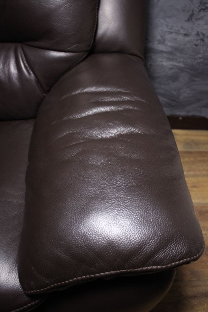 首都圏送無料〜IDC大塚家具 オースチン　2.5人掛け　本革ダークブラウン30万