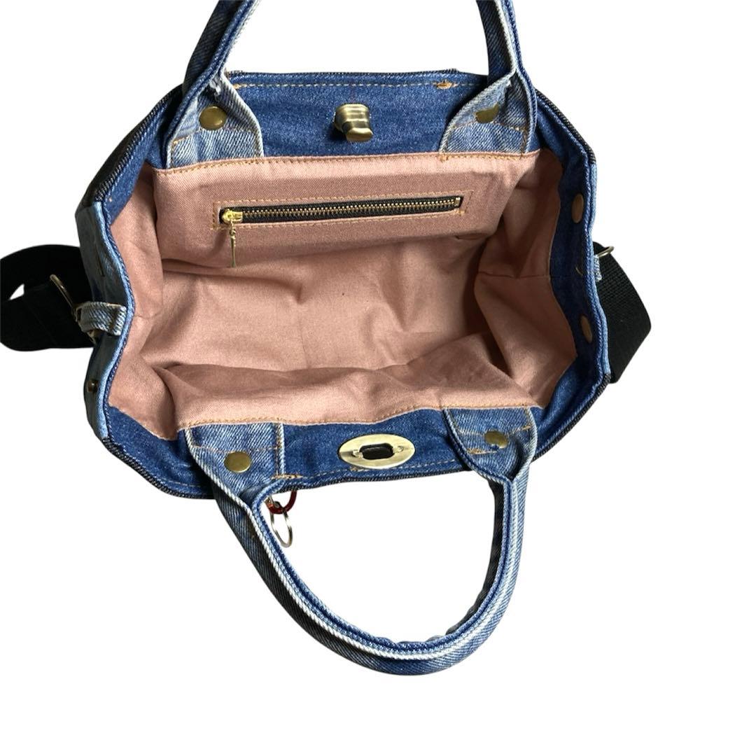 デニムリメイクバッグ　トートバッグ　2way ショルダーバッグ　ミニトート