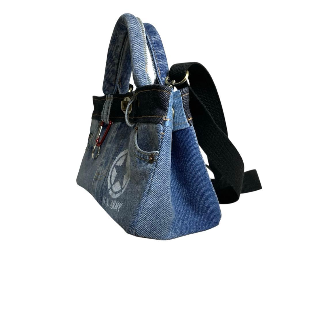 デニムリメイクバッグ　トートバッグ　2way ショルダーバッグ　ミニトート