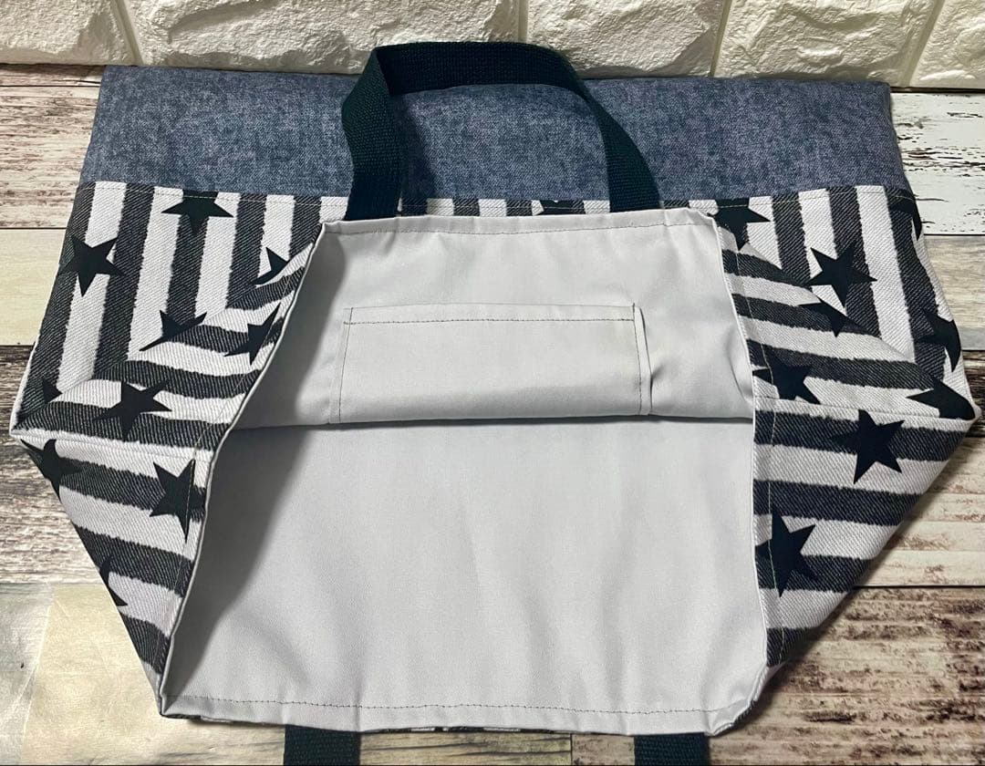 スター　ストライプ　ハンドメイド　レッスンバッグ　男の子