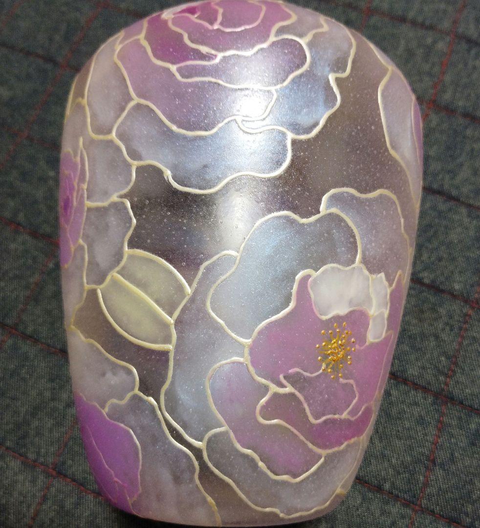 手描き ガラスインテリア 花のガラス花瓶 約24cm