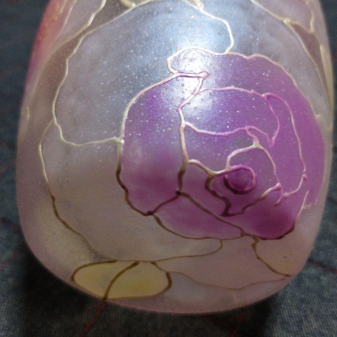 手描き ガラスインテリア 花のガラス花瓶 約24cm