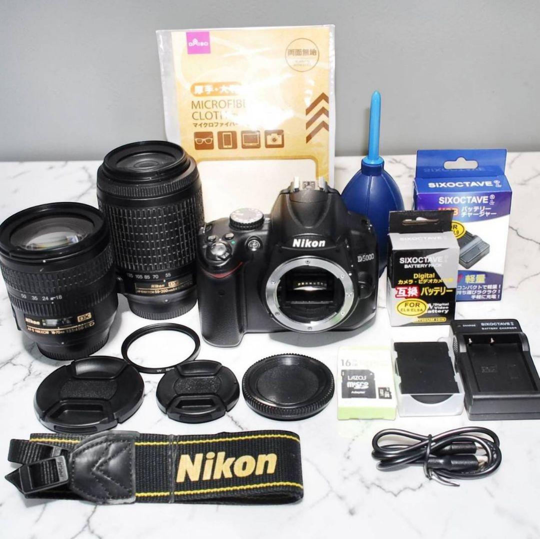 ♥初心者安心♥Nikon D5000♥AF-S標準＋望遠Wレンズ 手ブレ補正