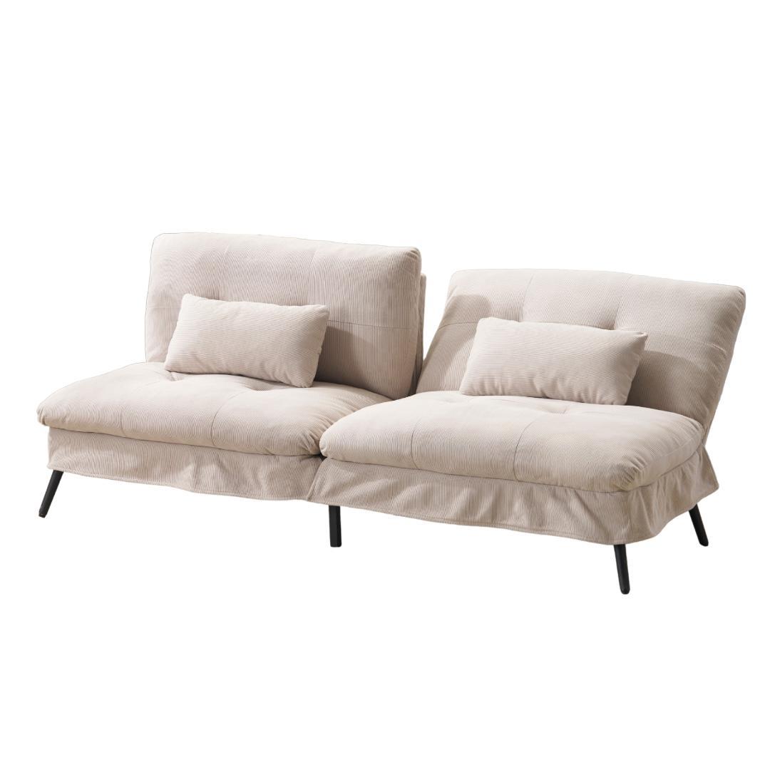 【ベージュ】ソファベッド リクライニングソファ 組立て簡単 幅182㎝