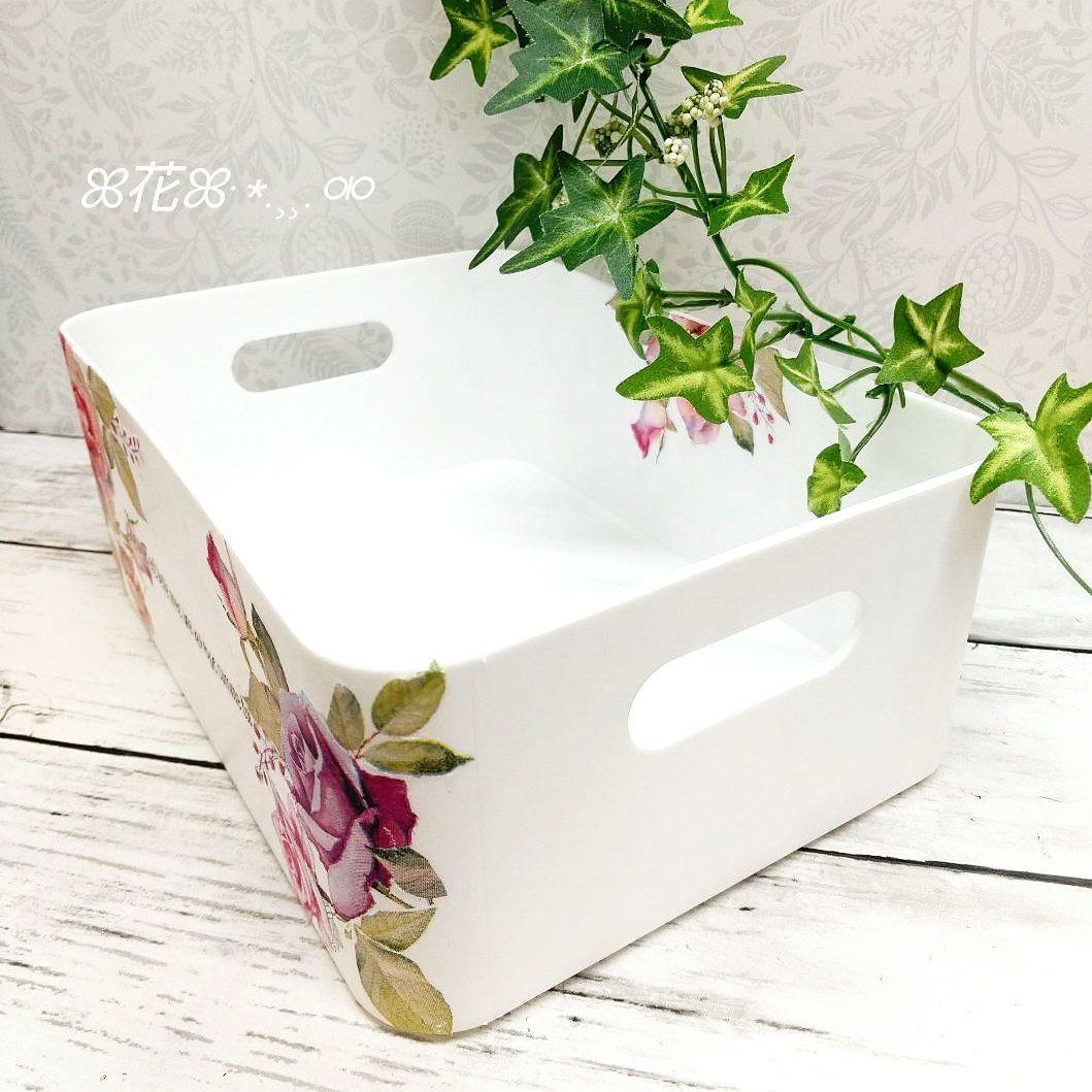 デコパージュ ꔛ‬ꕤ マルチ収納BOX♡ピンク薔薇♡小物入れ♡インテリア雑貨