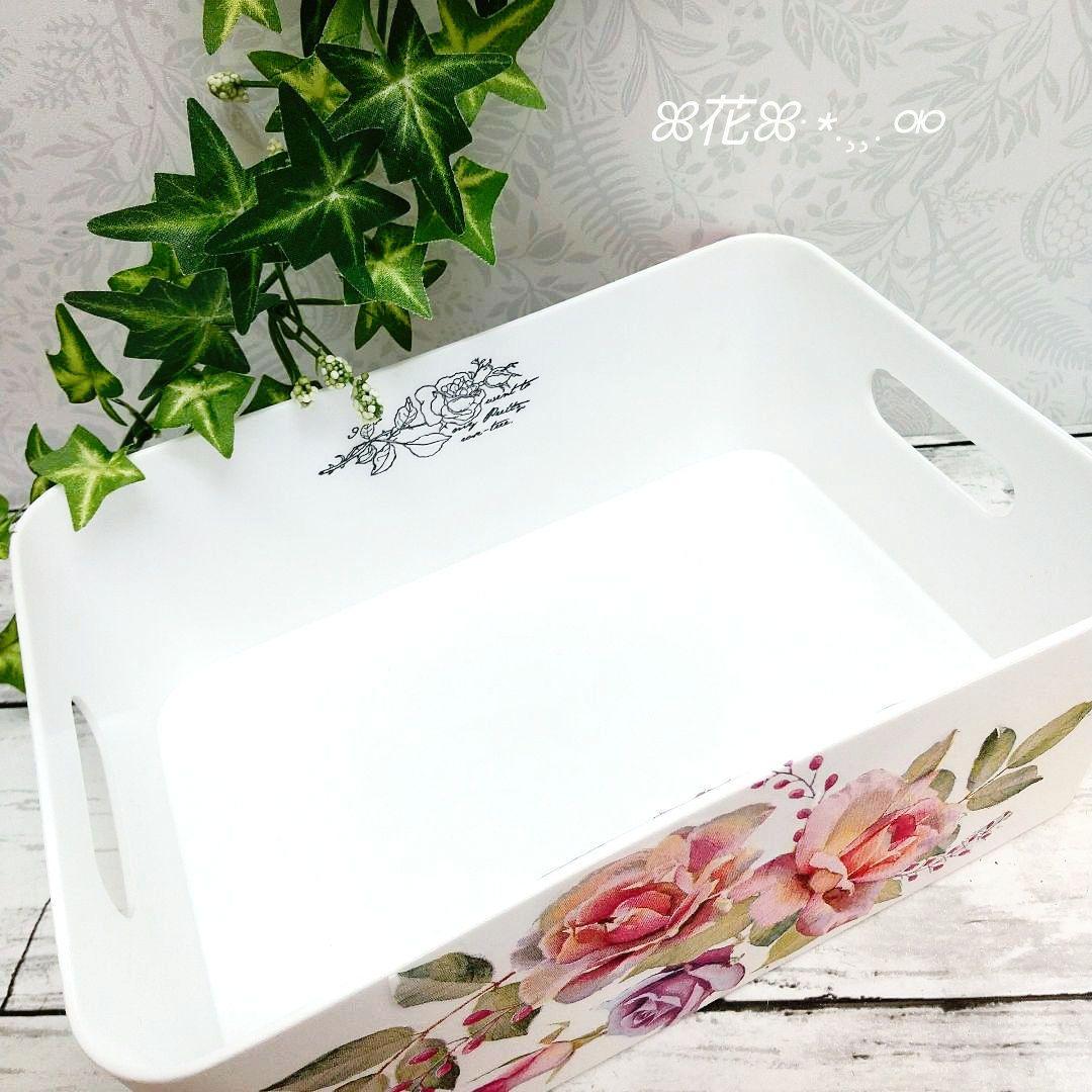 デコパージュ ꔛ‬ꕤ マルチ収納BOX♡ピンク薔薇♡小物入れ♡インテリア雑貨