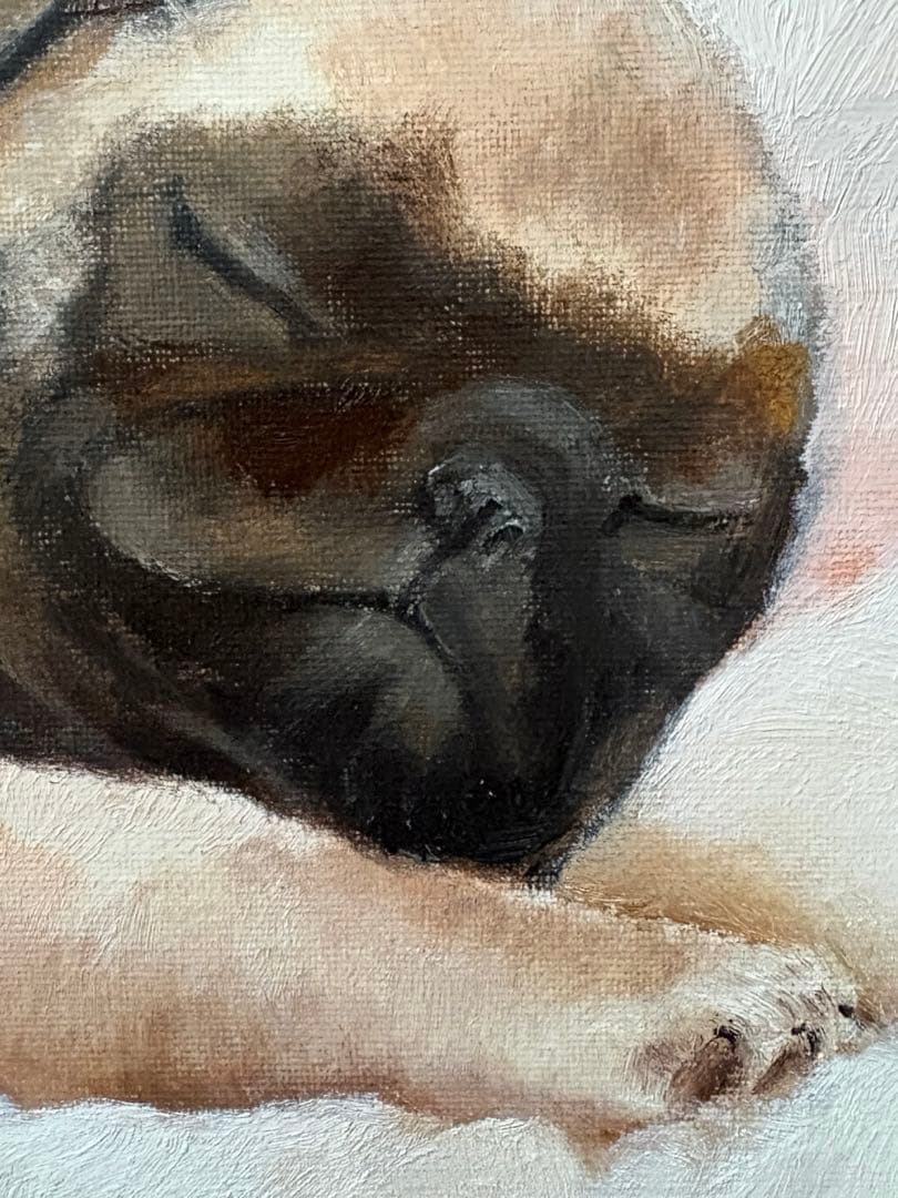 ⭐︎マロちゃん⭐︎ パグさん　油絵原画　333mm x 242mm