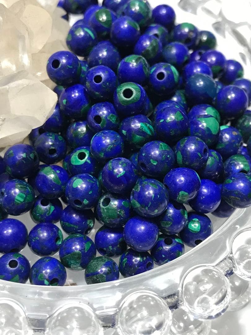 《SHOP》6mm玉【アジュラマラカイト】1mm穴パーツ30個