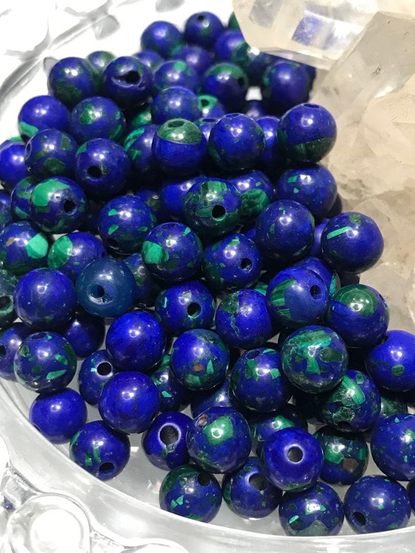 《SHOP》6mm玉【アジュラマラカイト】1mm穴パーツ30個