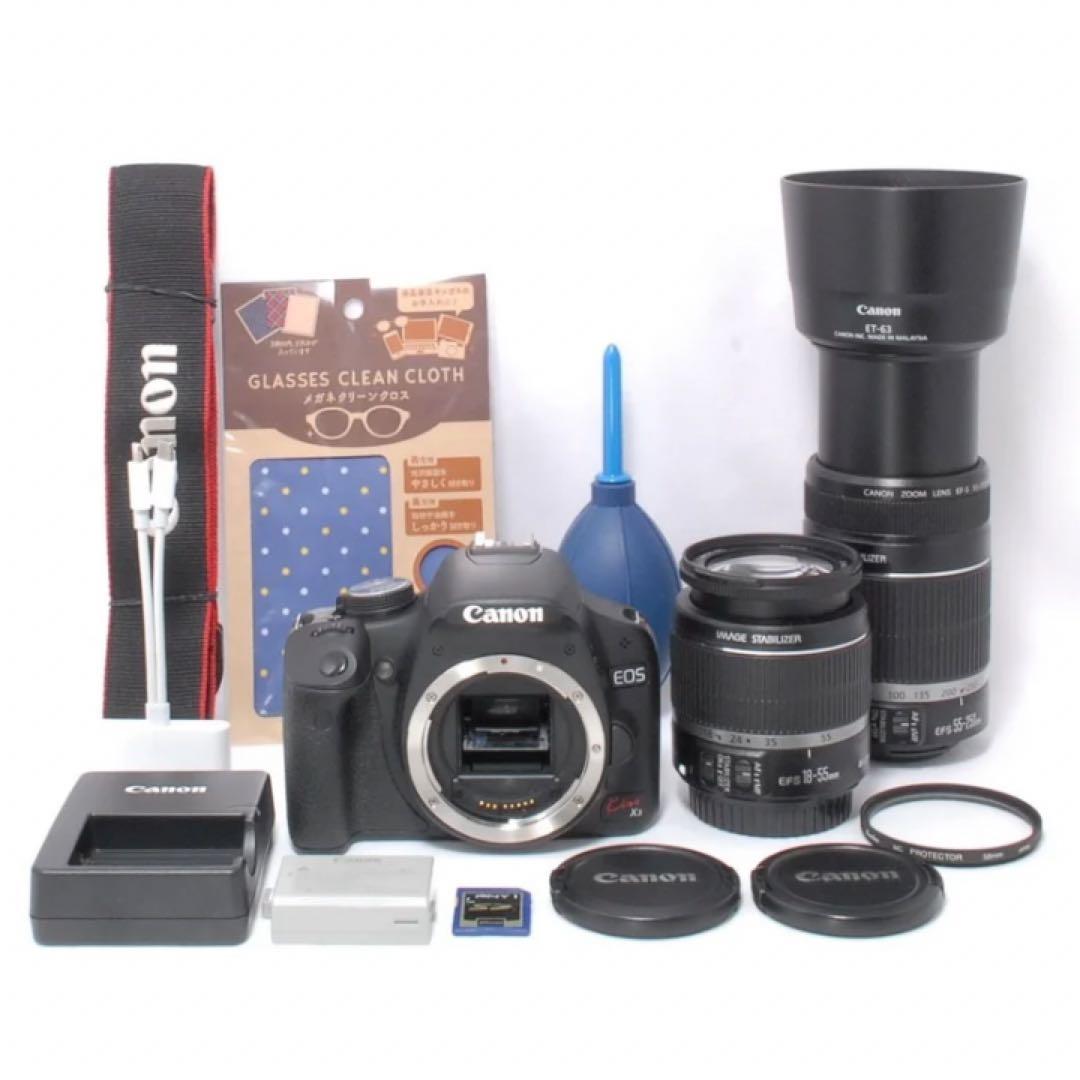 極上品⭐️ショット数わずか1333回⭐️Canon Kiss X3 ダブルレンズ