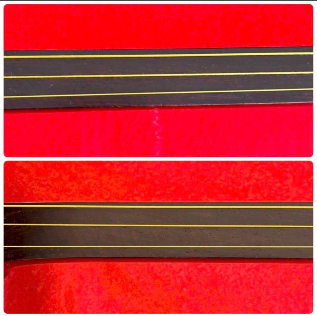 紅木金細 長唄三味線 細棹 子持綾杉胴 犬皮張り 上位仕様 一式セット ケース付