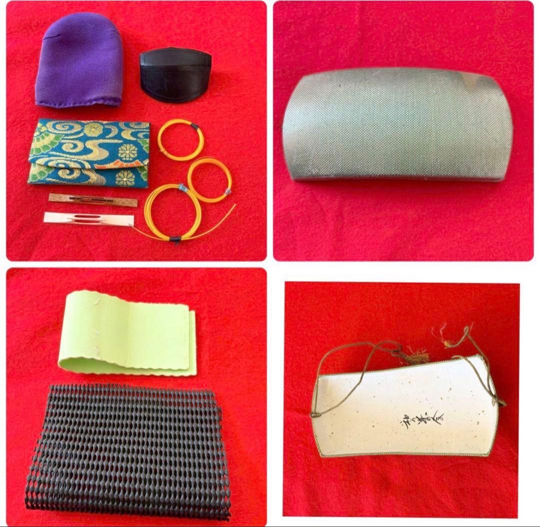 紅木金細 長唄三味線 細棹 子持綾杉胴 犬皮張り 上位仕様 一式セット ケース付