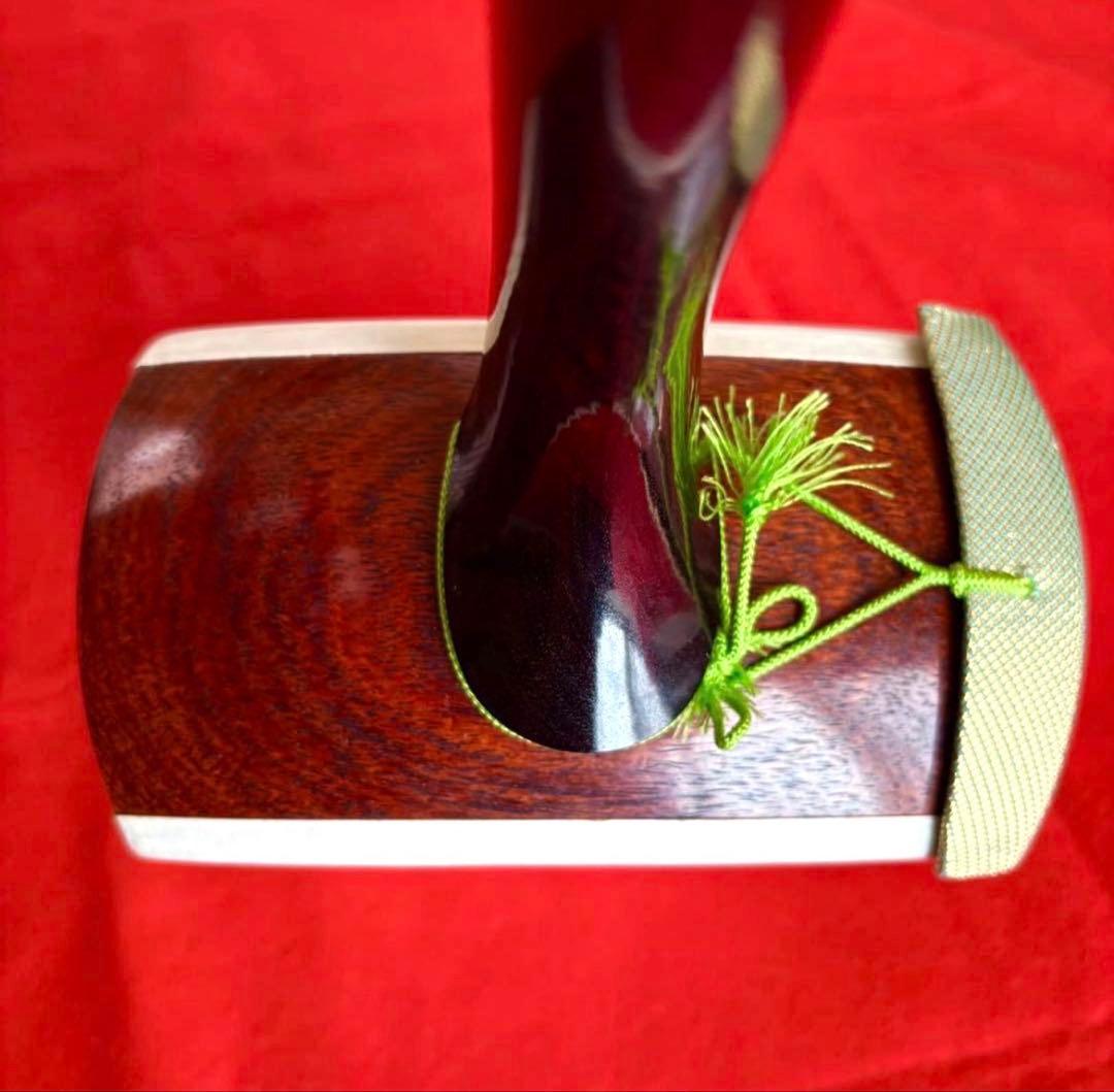 紅木金細 長唄三味線 細棹 子持綾杉胴 犬皮張り 上位仕様 一式セット ケース付