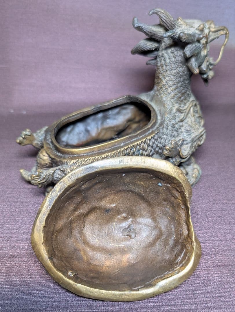 龍亀 香炉 ドラゴンタートル 置物 インセンスバーナー 開運 縁起物 重量感あり