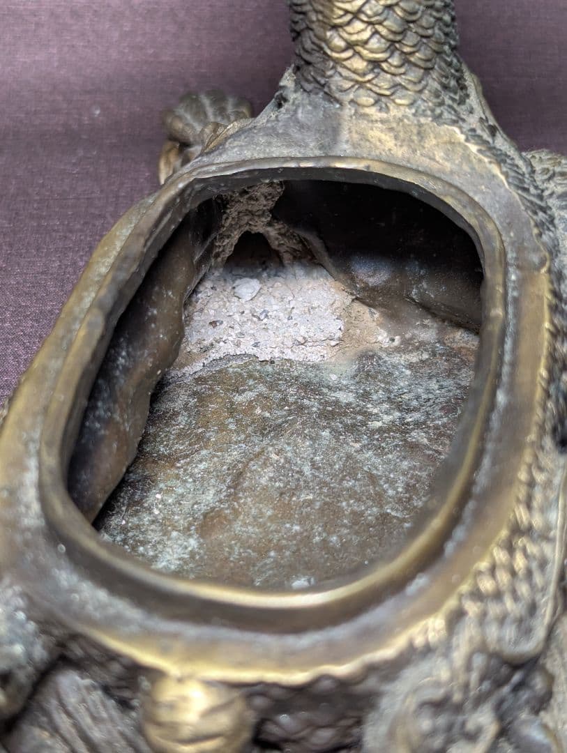 龍亀 香炉 ドラゴンタートル 置物 インセンスバーナー 開運 縁起物 重量感あり