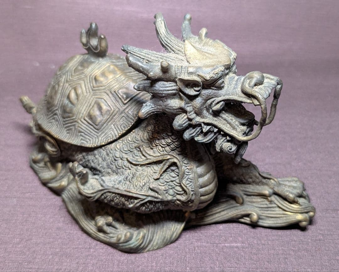 龍亀 香炉 ドラゴンタートル 置物 インセンスバーナー 開運 縁起物 重量感あり