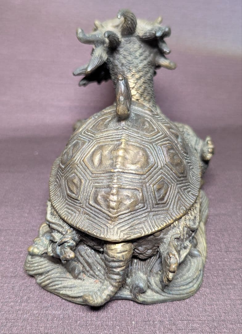 龍亀 香炉 ドラゴンタートル 置物 インセンスバーナー 開運 縁起物 重量感あり