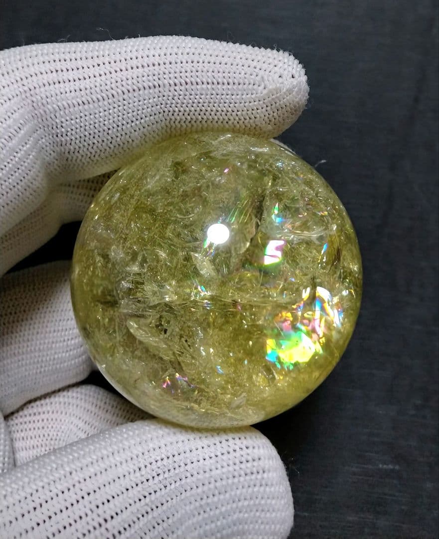 【希少,美品】天然アイリスシトリン　スフィア　丸玉　置物　原石　希少
