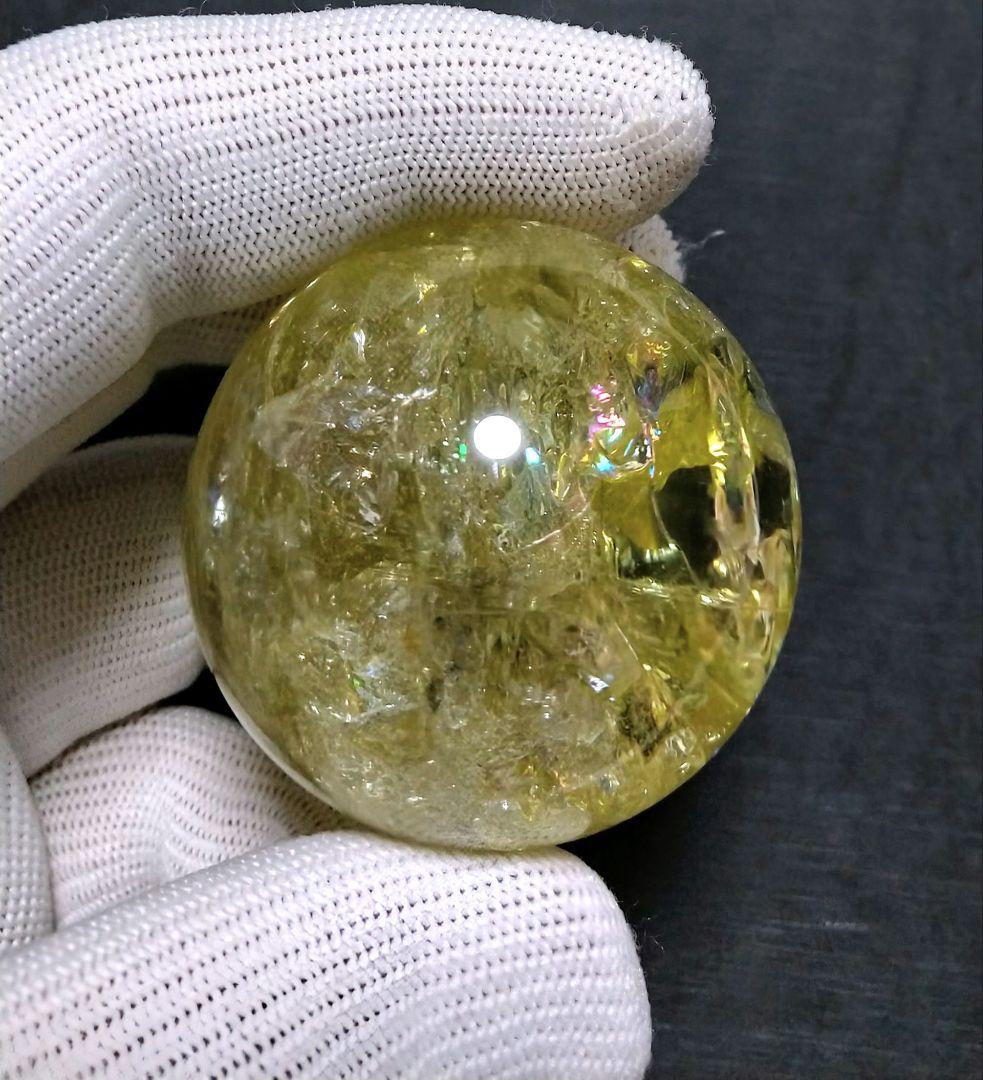【希少,美品】天然アイリスシトリン　スフィア　丸玉　置物　原石　希少