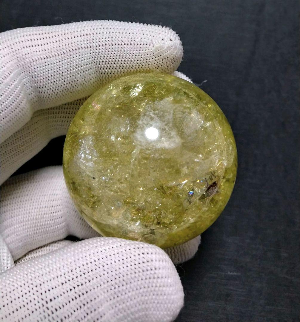 【希少,美品】天然アイリスシトリン　スフィア　丸玉　置物　原石　希少