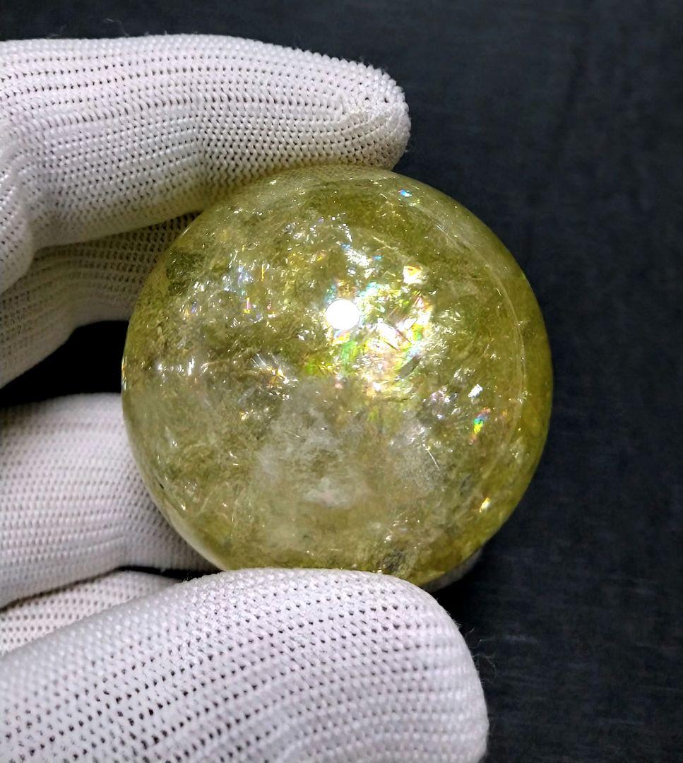 【希少,美品】天然アイリスシトリン　スフィア　丸玉　置物　原石　希少
