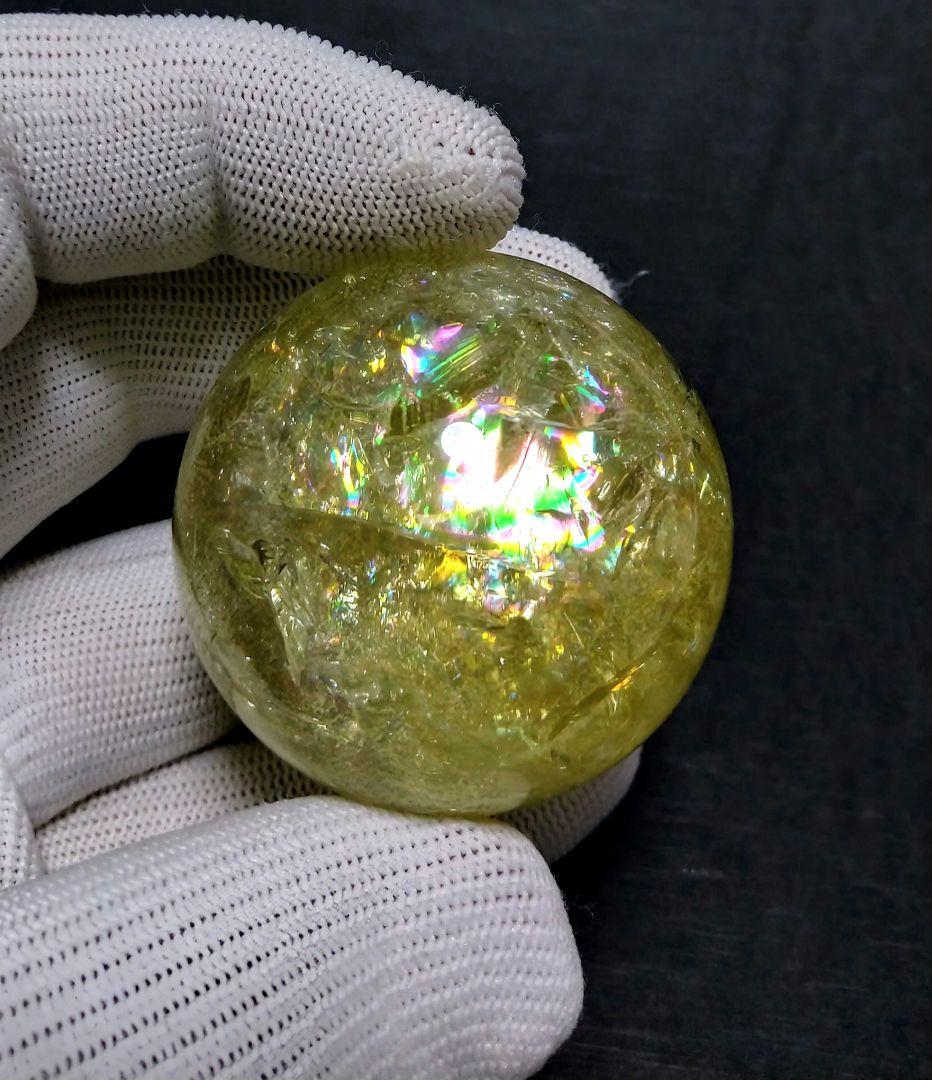 【希少,美品】天然アイリスシトリン　スフィア　丸玉　置物　原石　希少
