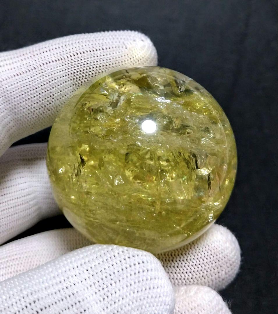 【希少,美品】天然アイリスシトリン　スフィア　丸玉　置物　原石　希少