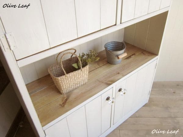 サイズデザインオーダー可！4扉セパレートキャビネット●シャビーホワイト●受注製作